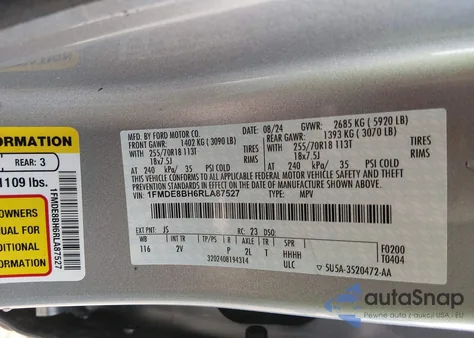 2024 Ford Bronco Outer Banks z USA, uszkodzony, nr VIN 1FMDE8BH6RLA87527